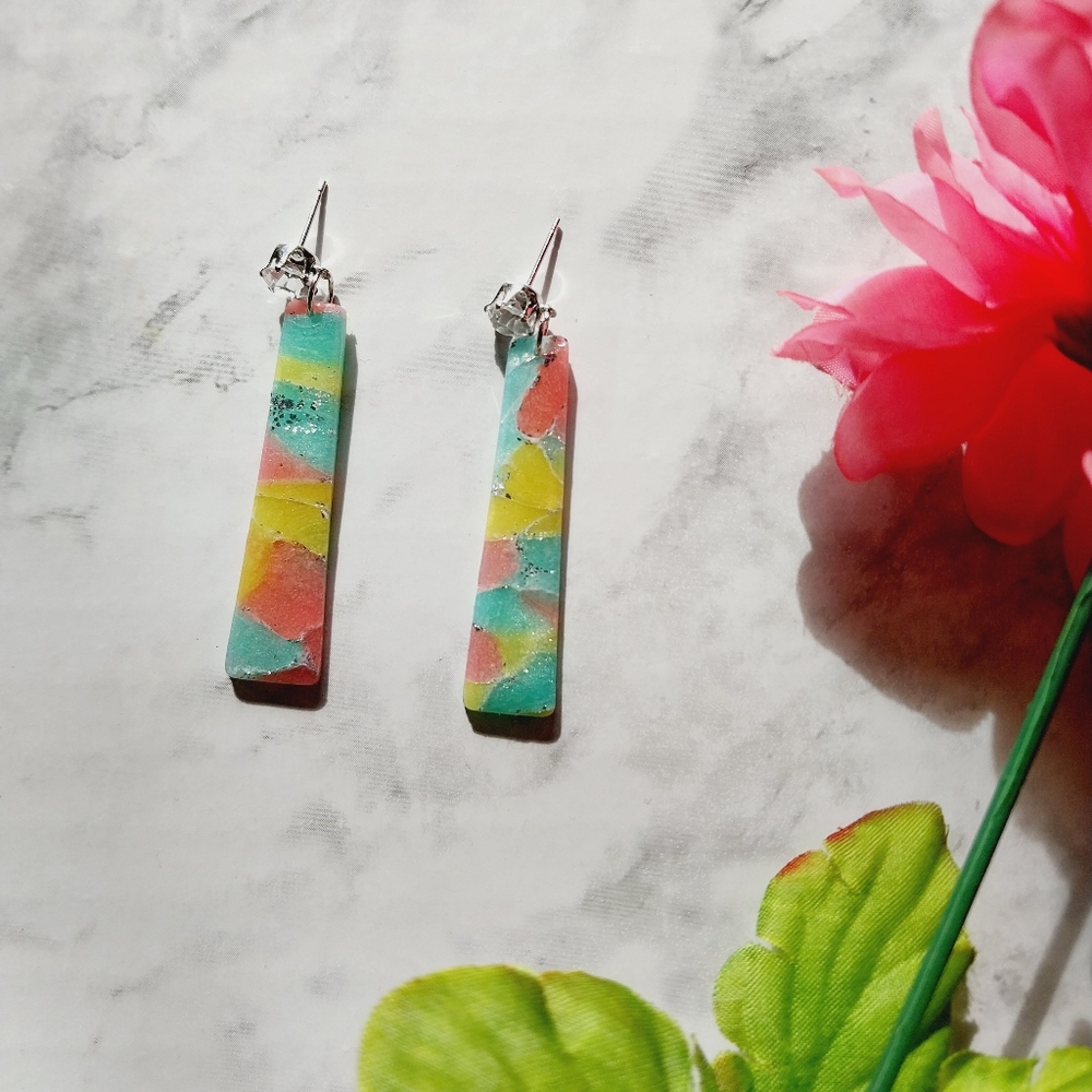 OpalGlaze Handcrafted Colorful Abstract Earrings Dangles